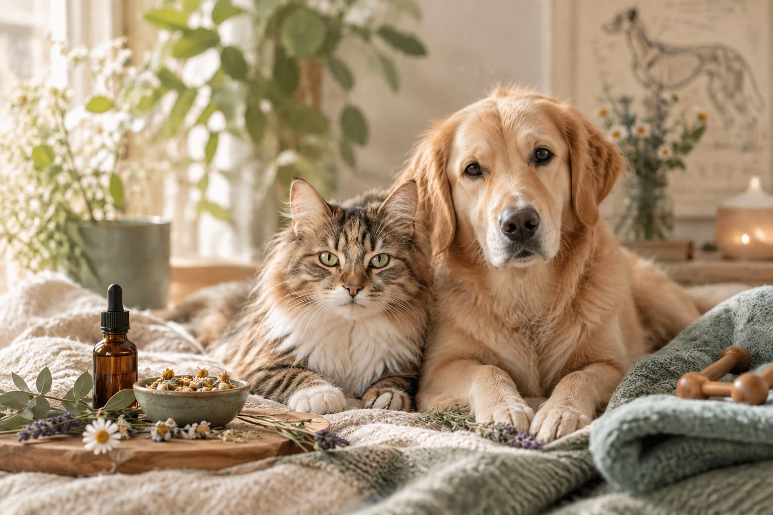 Katze und Hund bei der Tierheilpraxis